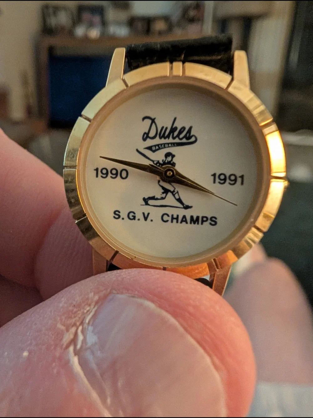 Image Watches Inc Dukes Baseball 1990-1991 S.G.V. Champs Gold Tone Watch
